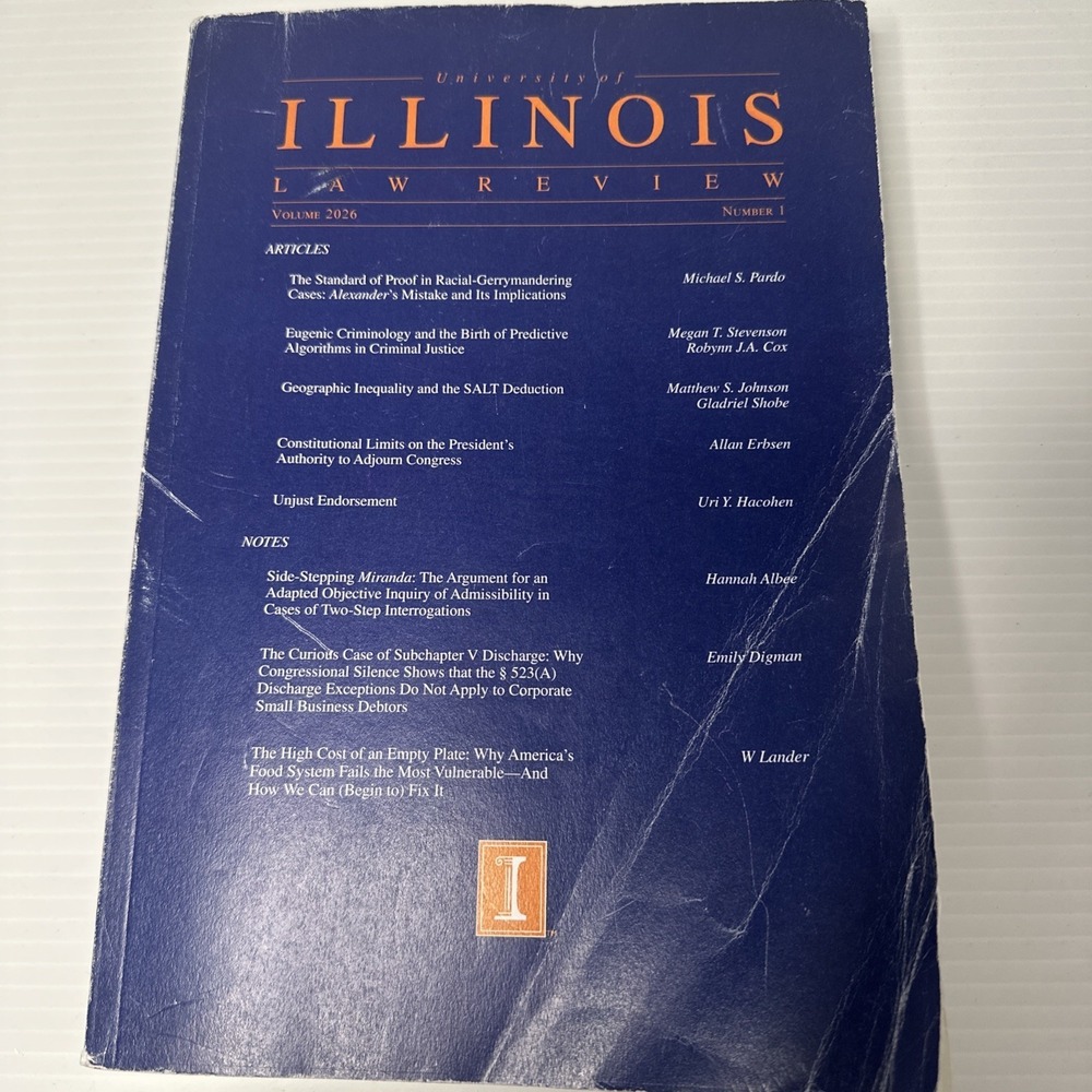 University of Illinois Law Review Vol. 2026 No.1 Legal Softcover